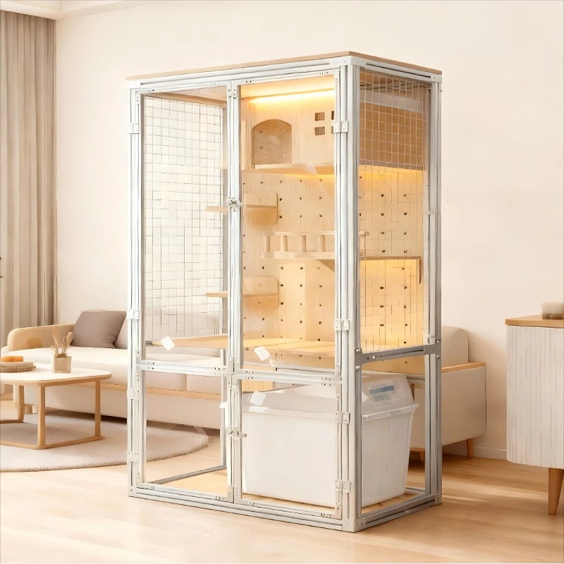 Large ct cabinet aluminum profile cat villa, panoramic cabinet hole board climbing frame breathable on three sides