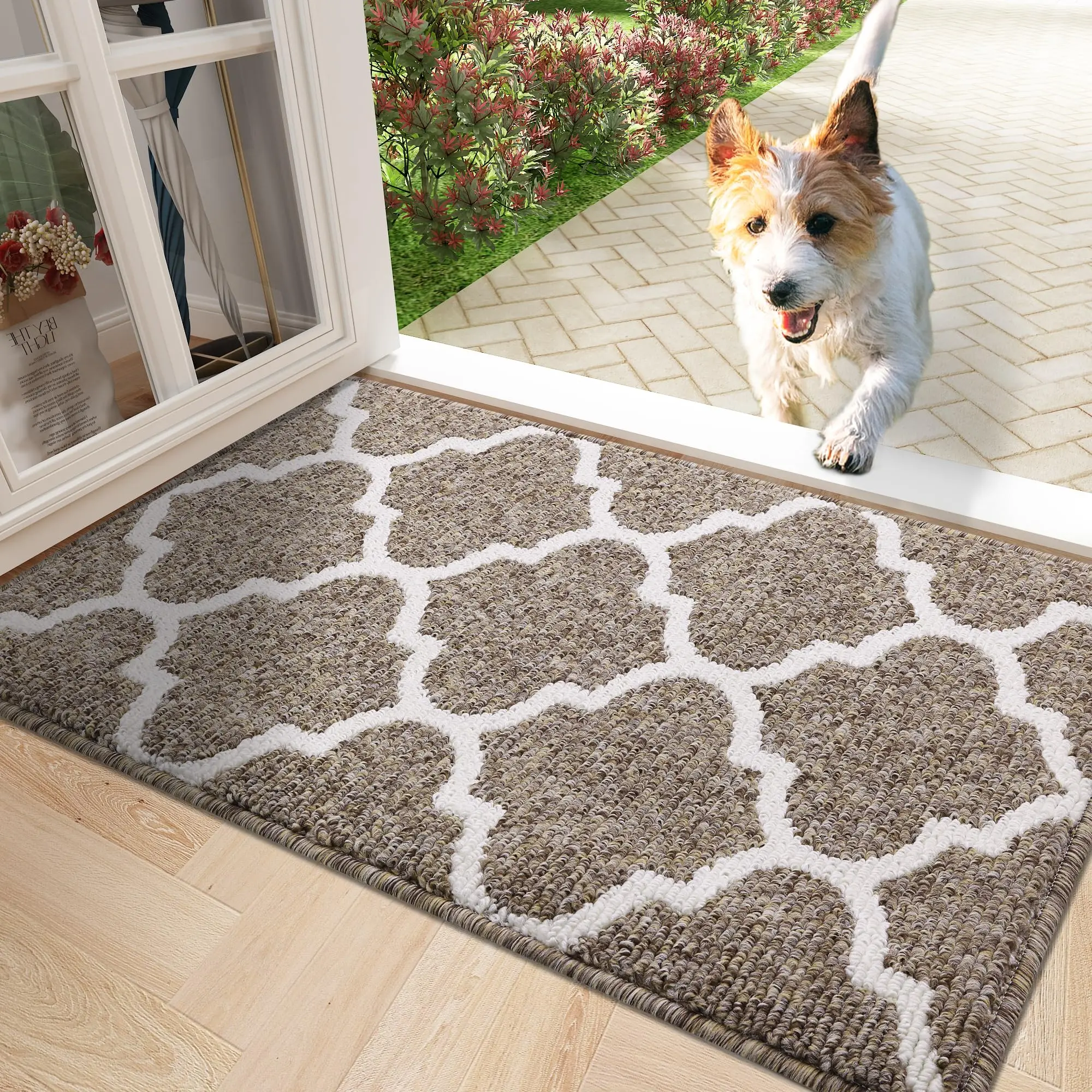 Olanly Super Absorbent Resist Dirt Entrance Mat 50x80,Washable Floor Mat Fashion Home Door Mat Geometry Pattern Indoor Door Mat