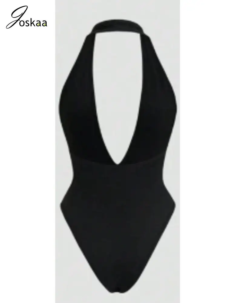 Joskaa 2025 ملابس داخلية نسائية سوداء مثيرة بفتحة رقبة على شكل حرف v عميقة بدون ظهر نحيلة قطعة واحدة ملابس علوية للحفلات والنوادي في منتصف الليل #6