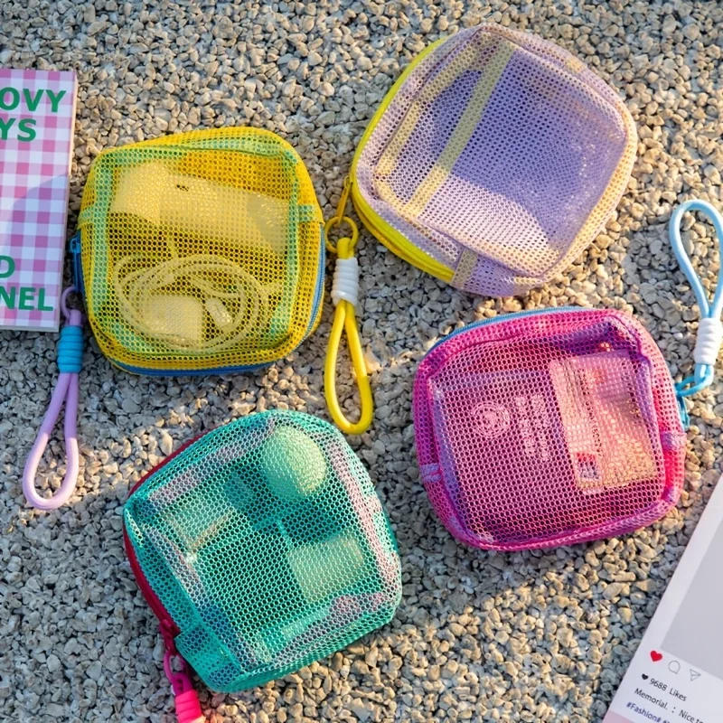 2pcs Multi-colored Mesh Travel Storage Bags, in Random Colors, Large Capacity for Storing Toiletries, for Swimming and Fitness
