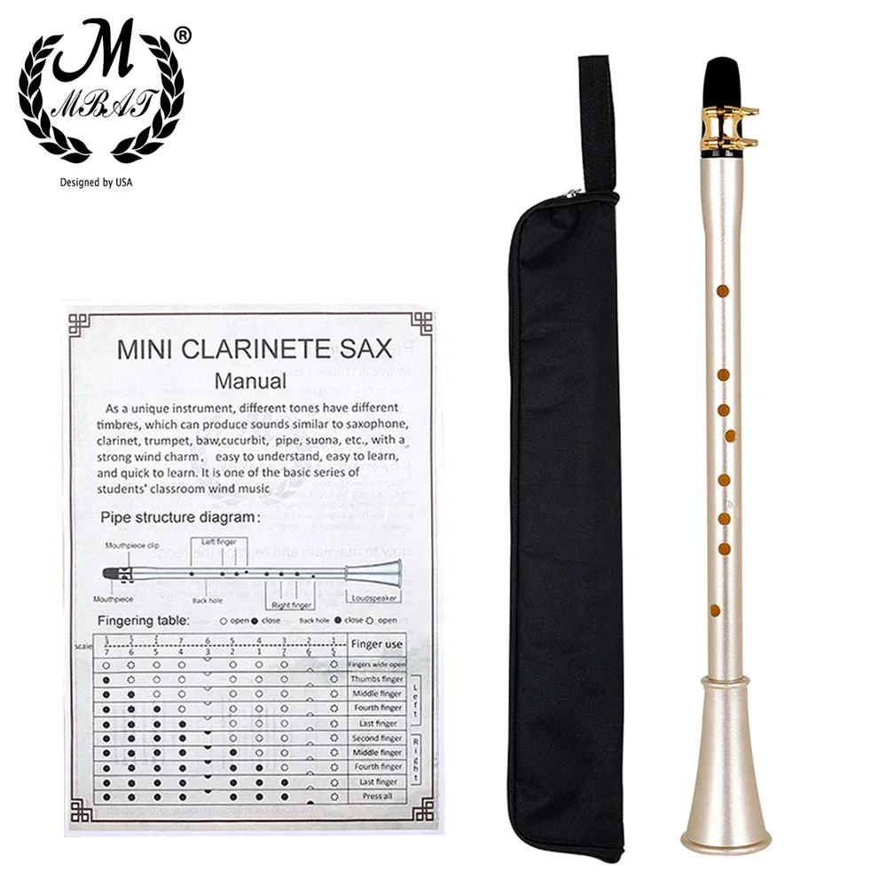 ABS Resin Black Clarinetfor Beginners Portable Wind Instrument Pocket Saxphone Mini Sax with Carrying Bag
