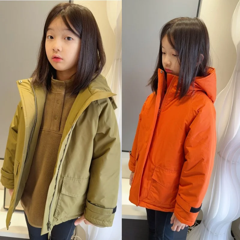 

Children's Jacket 2025 Fall And Winter New Fashion Waterproof Punching Jacket Cotton Windproof Warm Girls Hooded Cotton Clothing