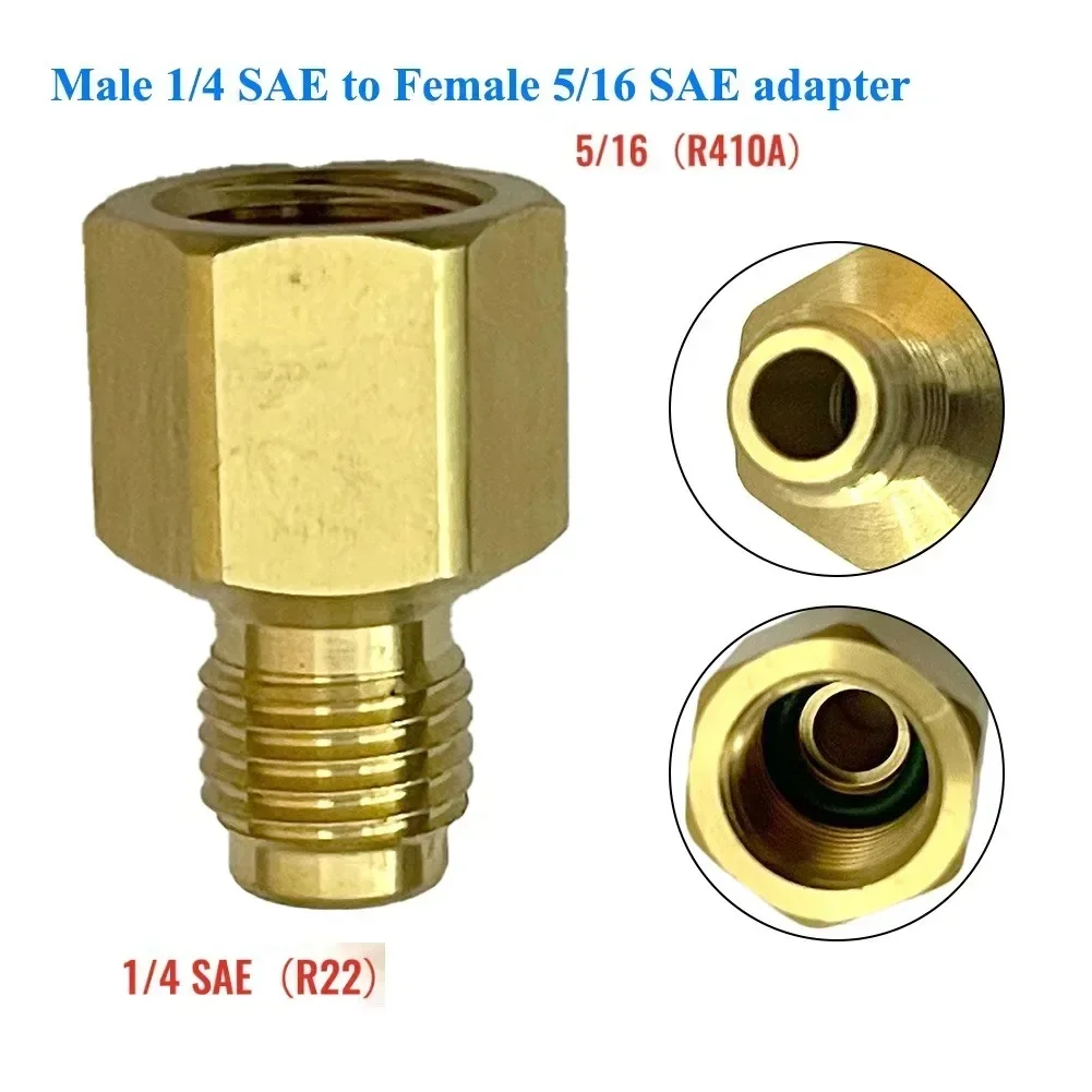 1pc R410a Refrigeration Charging Adapter 5/16 SAE F Quick Couplers To 1/4 SAE M Flare 5/16 SAE M To 1/4 SAE For Air Conditioner