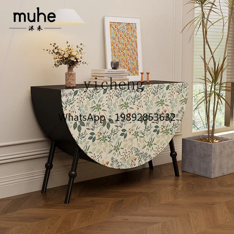 

BB Nordic Cream Style Round Entrance Cabinet Living Room Aisle Storage Free Installation Storage Side Cabinet