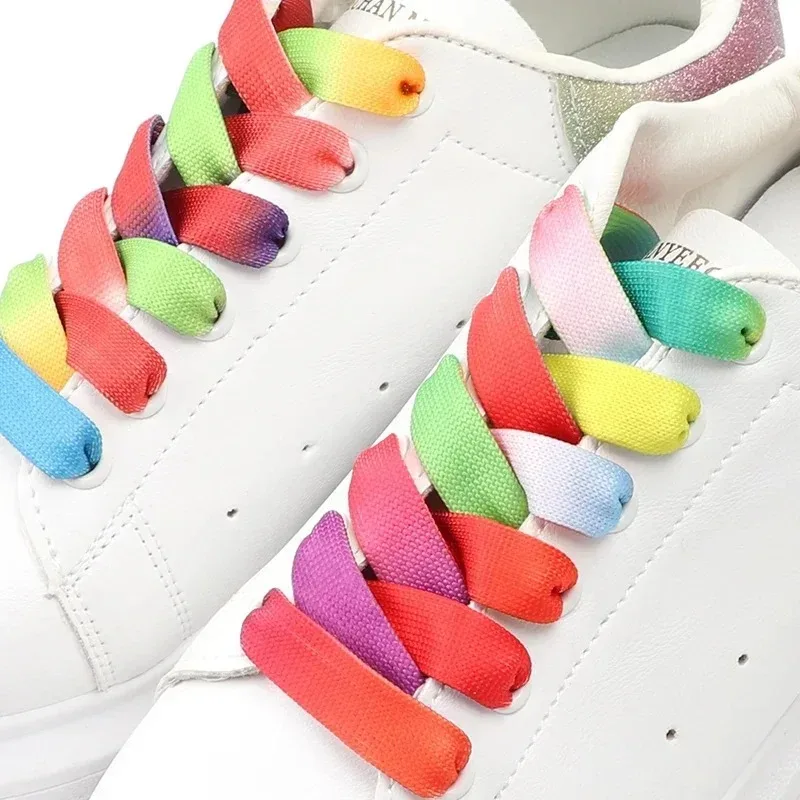 

1 pair rainbow shoelaces Rubber bands for shoes sneakers Casual shoelaces Flat gradient shoelaces long 120/140/160cm 11 colors