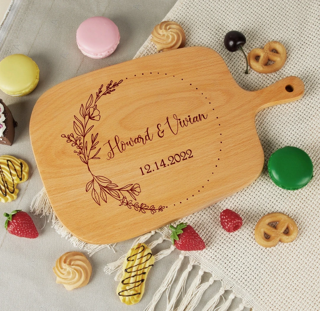 Personalized Cutting Board Charcuterie Board with Handle Engraved Cheese Board Custom Mother Gift Grandma Gift Bridal Shower