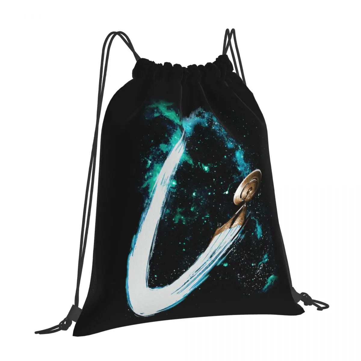 Knapsack Trek And The Stars Discovery Nebula Ship Trail Top sin mangas-1 Humor novedad bolsas con cordón bolsa de gimnasio mochila