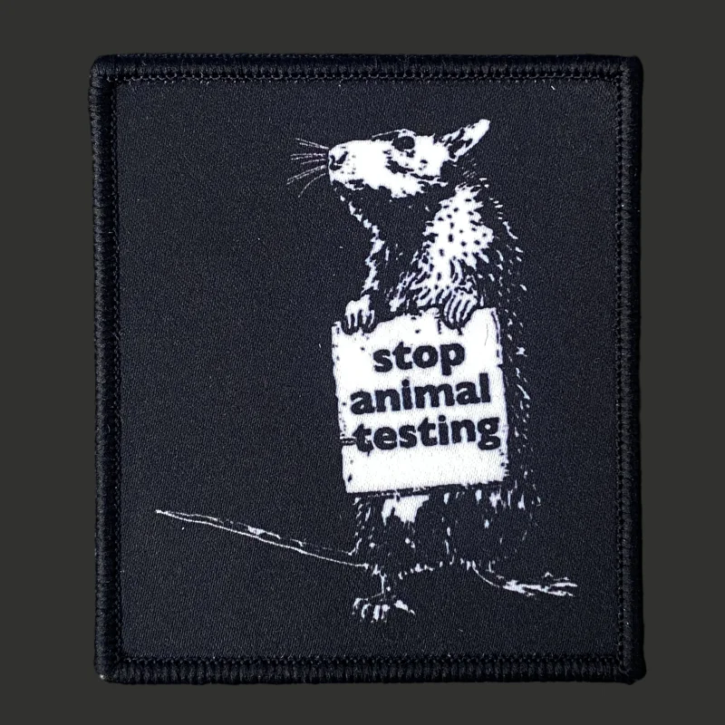 

Stop Animal Testing Patch Military Morale Badge Tactical Armband Printed Hook and Loop Backpack Clothing Decorative Stickers