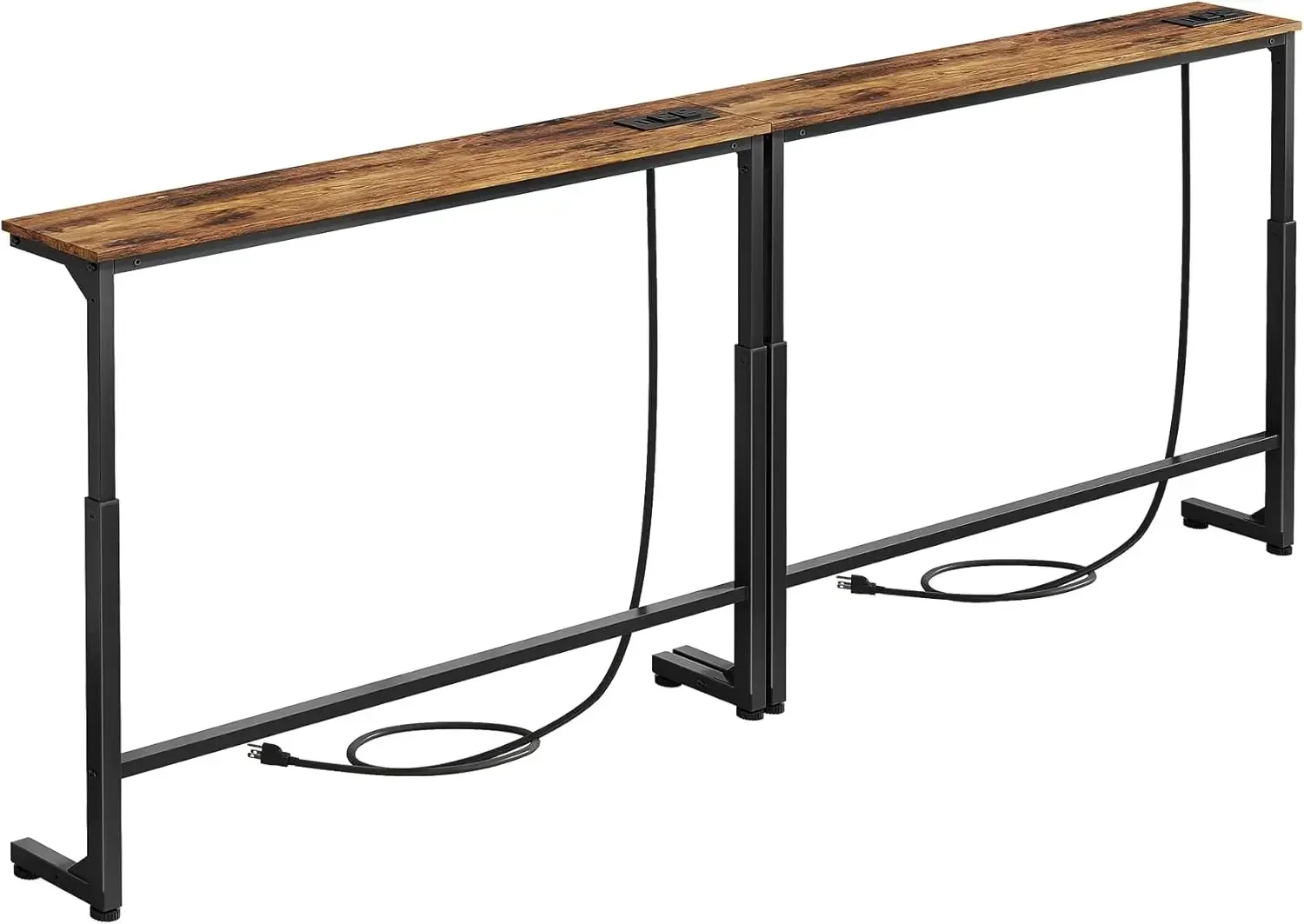 

2-Pack Narrow Console Table with Adjustable Height (25"-33") & 2 Power Outlets, Skinny Behind Couch Table, 79" Long x 5.9" Wide