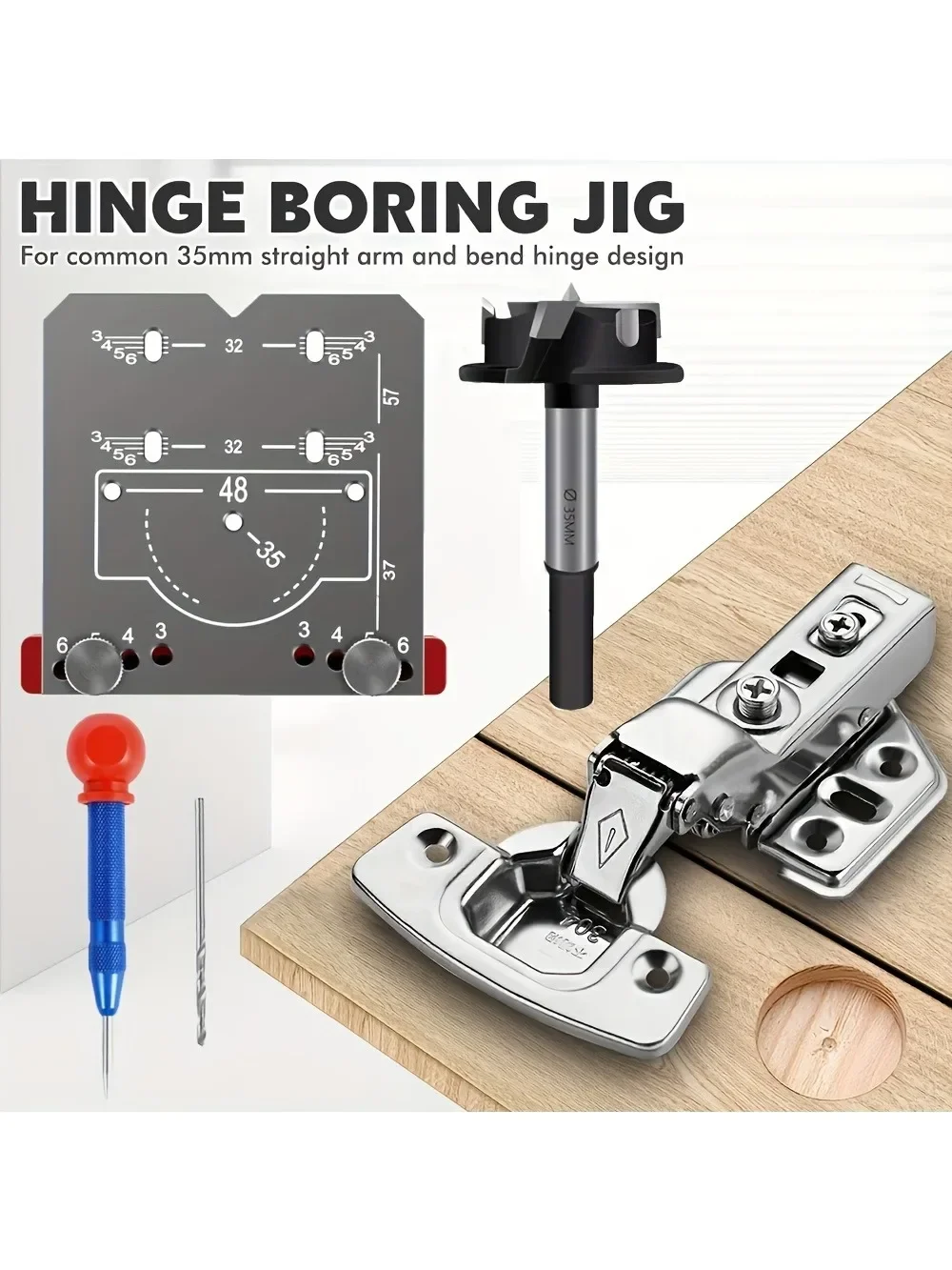 Hinge hole locator Aluminum alloy high precision 35mm drilling portable hinge template Door cabinet installation hole locator