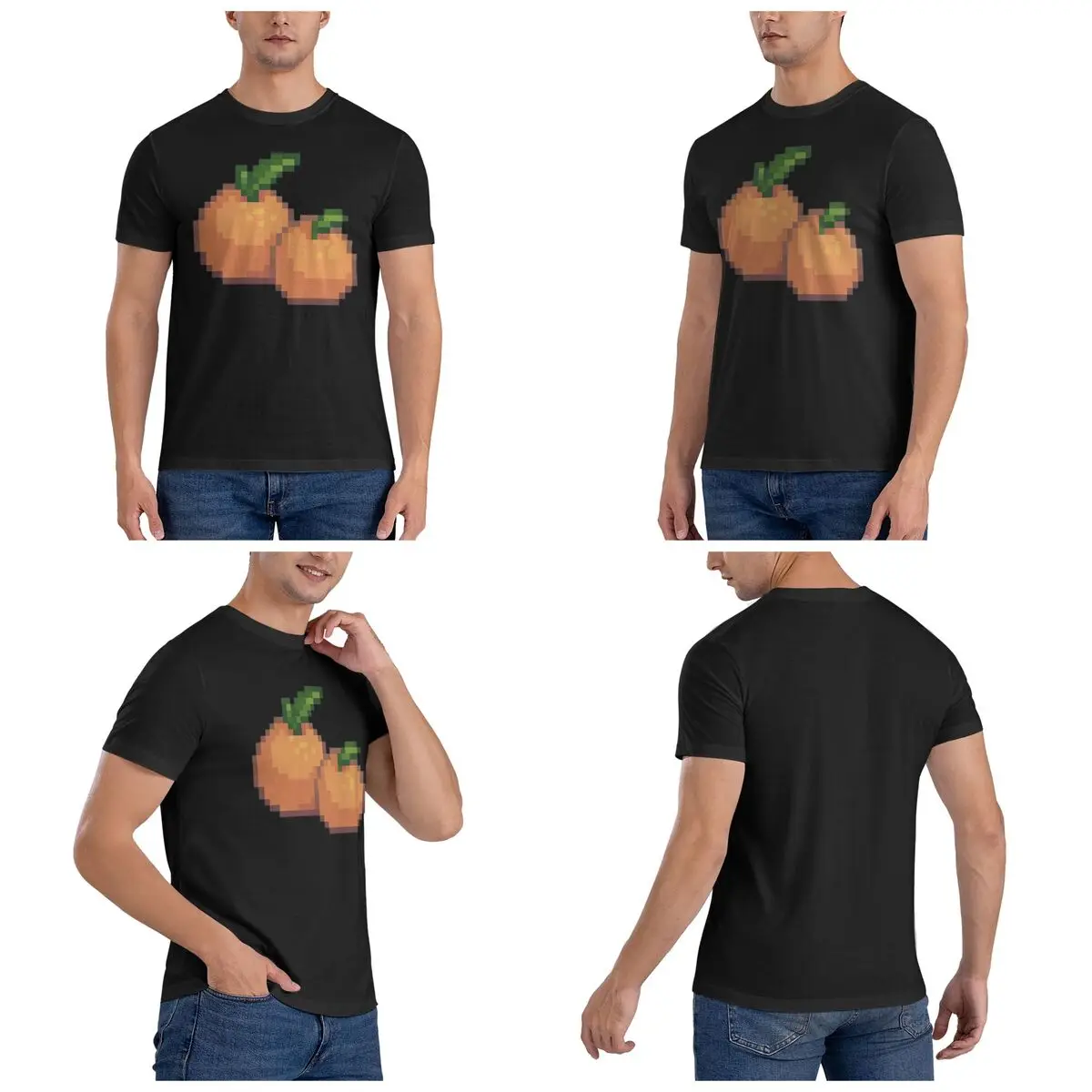 Mandarin Orange Men T-Shirt Classic Plus Size T Shirts Men's Crew Neck Cotton Tees Short Summer Male