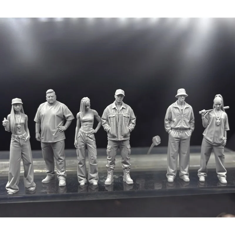 1/64 Scale Diorama Figures Gang Tattoo Male Female 3d Printed Unpainted Model Miniature For Scene Layout Desktop Display
