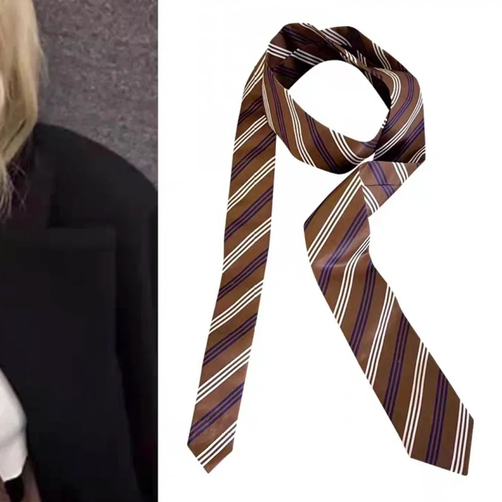 Simple Korean Striped Tie Stripe Printed JK Uniform Necktie Y2K Long Belt Accessories Performance