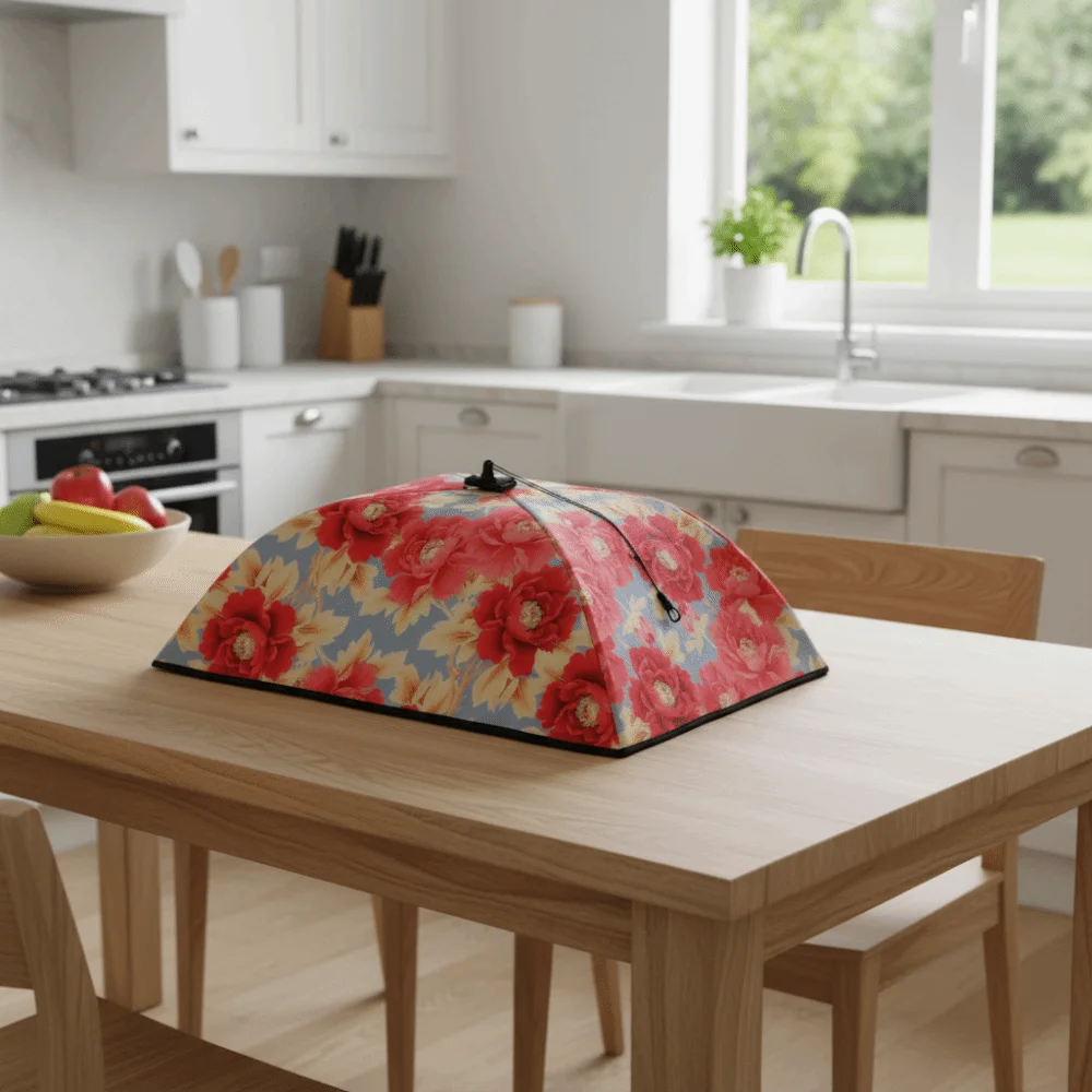 غطاء طاولة طعام قابل للتنفس قابل للطي مستدير/مربع غطاء أطباق قابل للطي مقاوم للغبار ومضاد للبعوض غطاء طعام للمنزل