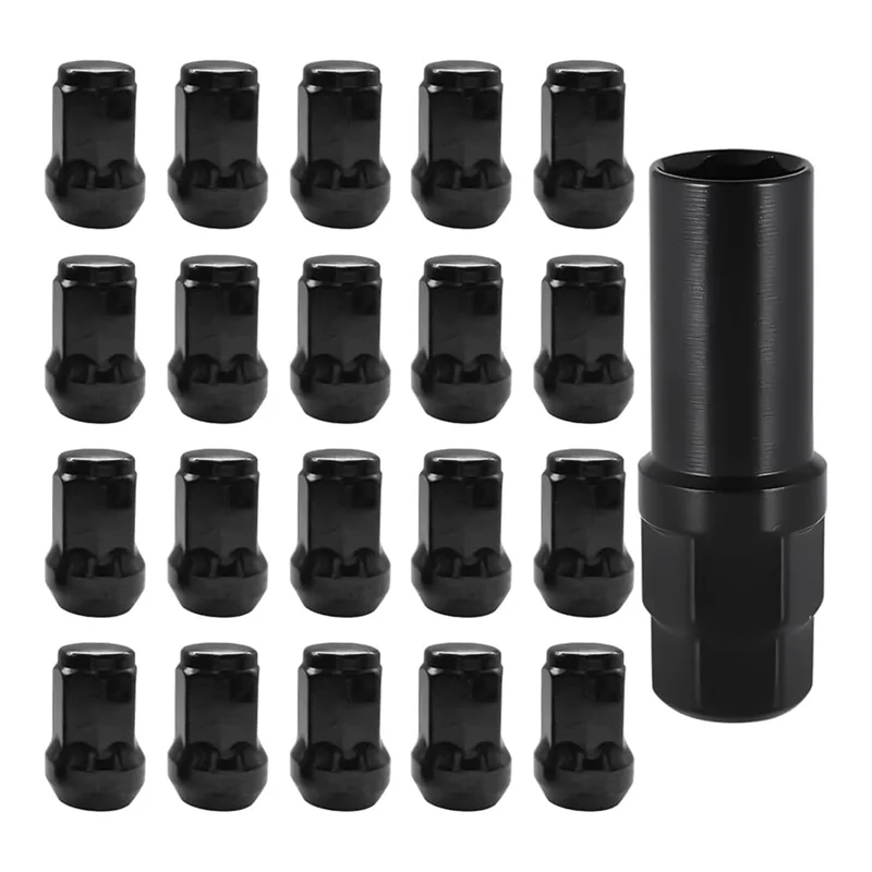 

AS-Car Wheel Lug Nuts,20PCS Chrome Aftermarket Closed End Duplex 6 Spline Lugnut With 1 Key,Fuel Rim Lug For Vehicle
