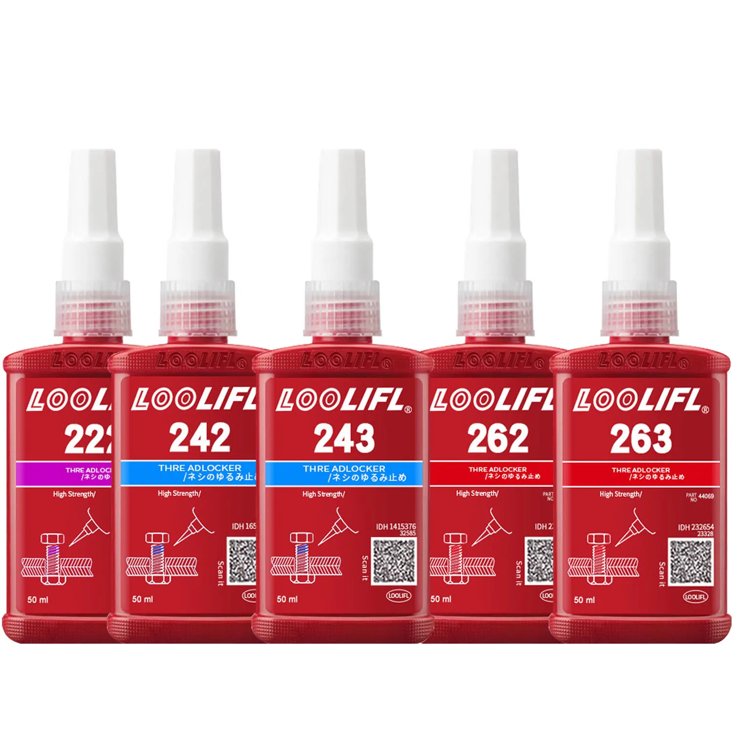 

243Medium Strength Thread Lock Agent - Anaerobic Adhesive for Metal Bolts, Nuts, and Screws - Automotive, Mechanical Maintenance