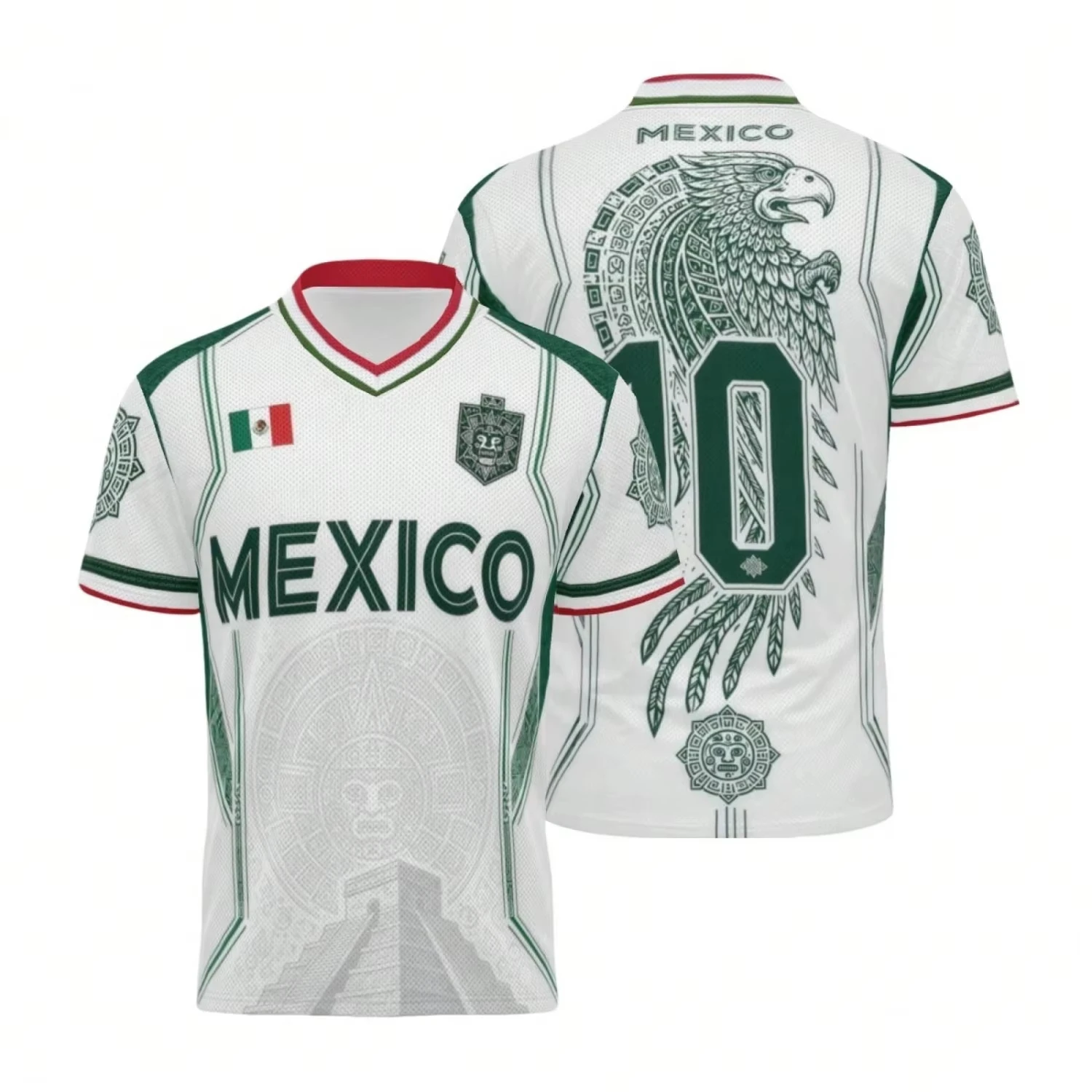 Mexico Eagle Totem Soccer Tops Men T Shirt Women Tee Boys Top Children Parent Child V Neck Quick dry short sleeves kids Tshirt