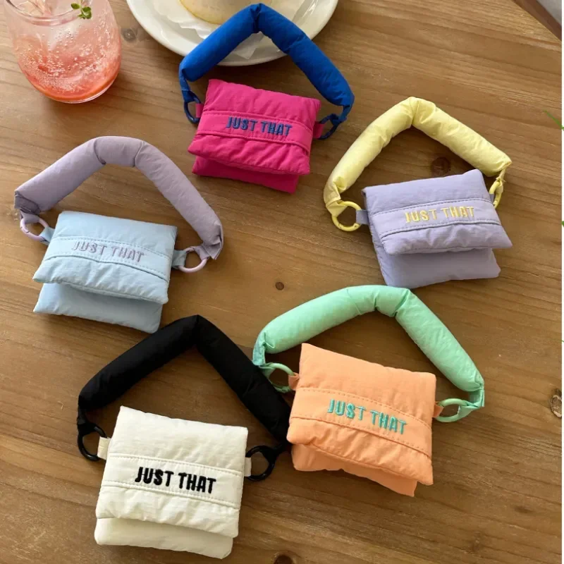 Candy Color Cotton Filled Mini Cute Wireless Earphone Storage Bag Earphone Protective Bag Portable Coin Purse Organizer Pouch