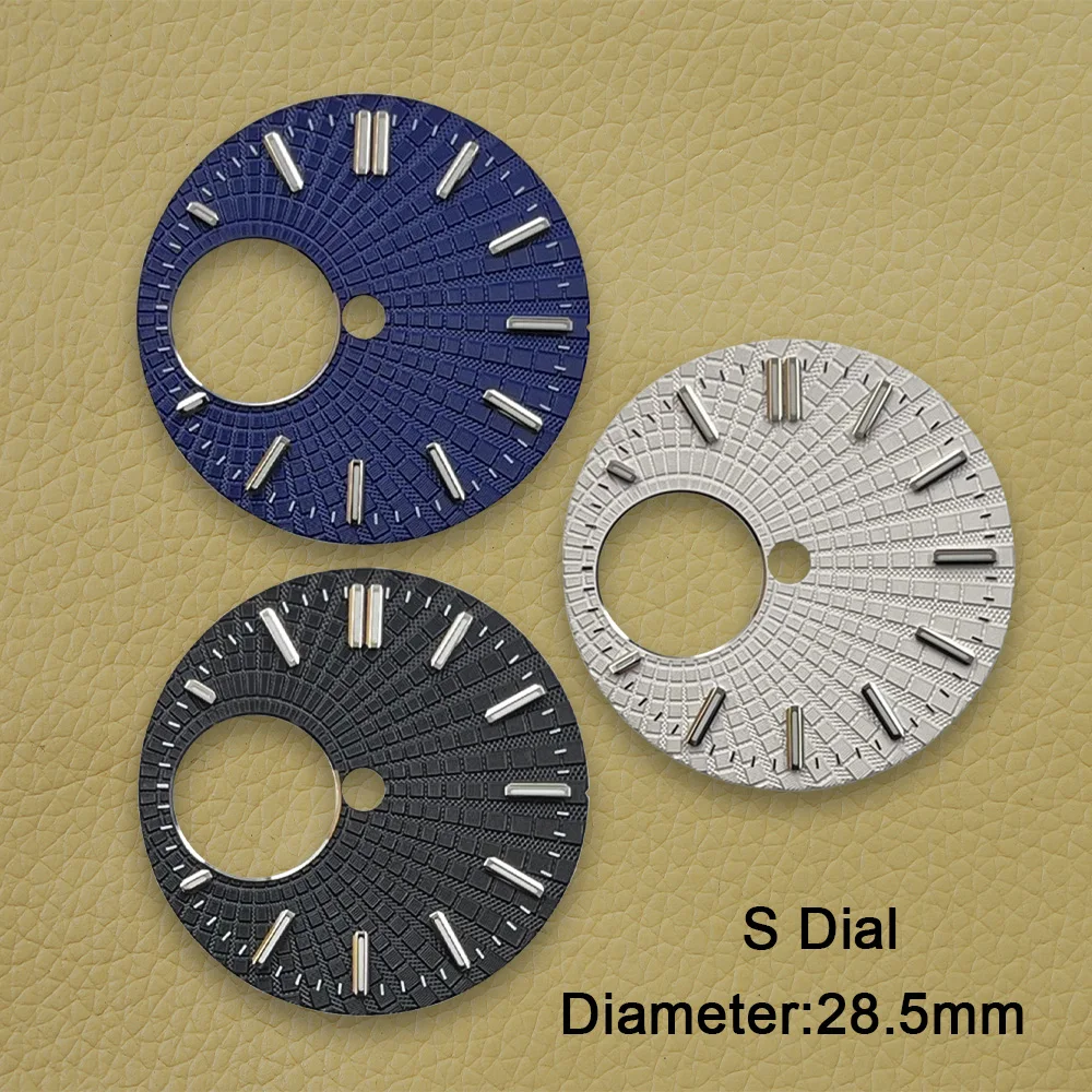 Esfera hueca con logotipo S de 28,5mm compatible con movimiento NH38, accesorios de modificación de reloj con esfera luminosa verde de alta calidad