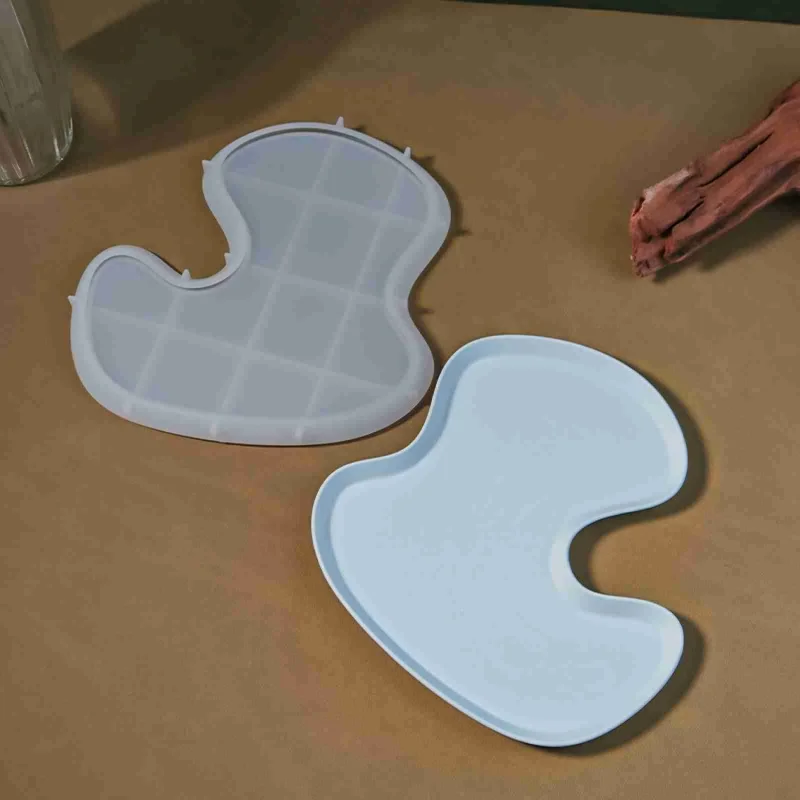 DIY tidak beraturan bentuk L cetakan silikon piring penyimpanan perhiasan nampan teh coaster piring buah ornamen gipsum epoksi Resin cetakan Kerajinan
