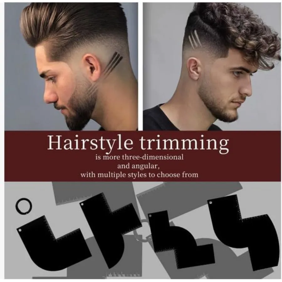 5pcs Hairline Enhancement Card Set for Men Beard Styling Edge Definition Tools with Measurement Tools And Outlining Pen