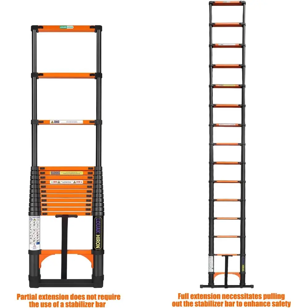 Ausziehbare, zusammenklappbare, rutschfeste Leiter für den Mehrzweckhaushalt, 14,5 Fuß/4,4 m