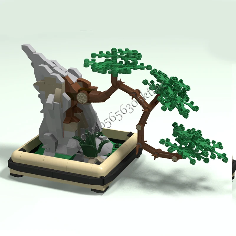 424 PCS Bonsai Cascade Bonsai On A Rock MOC Customize Modular Building Block Kids Model Popular Design DIY Holiday Toy Gifts