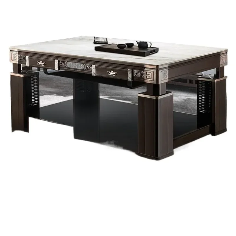 Fire coffee table electric heating fire table lifting rectangular 1.38 meters drawer + induction cooker + slide table cover