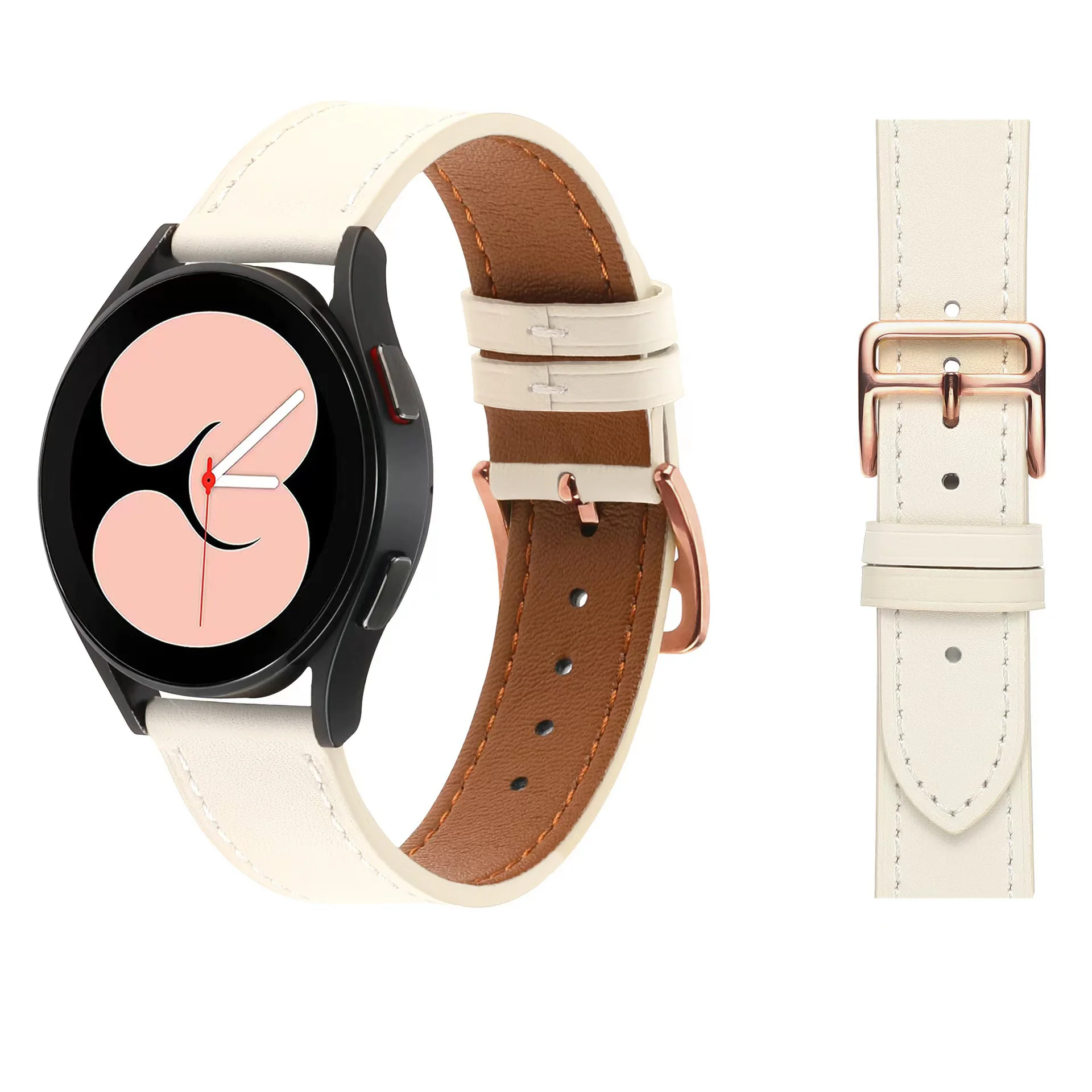 20mm Leather Strap For Samsung Galaxy Watch 7 6 5 4 40 44mm Watchband Bracelet Galaxy Watch FE 6 Classic 43/47mm 5Pro 45mm Belt