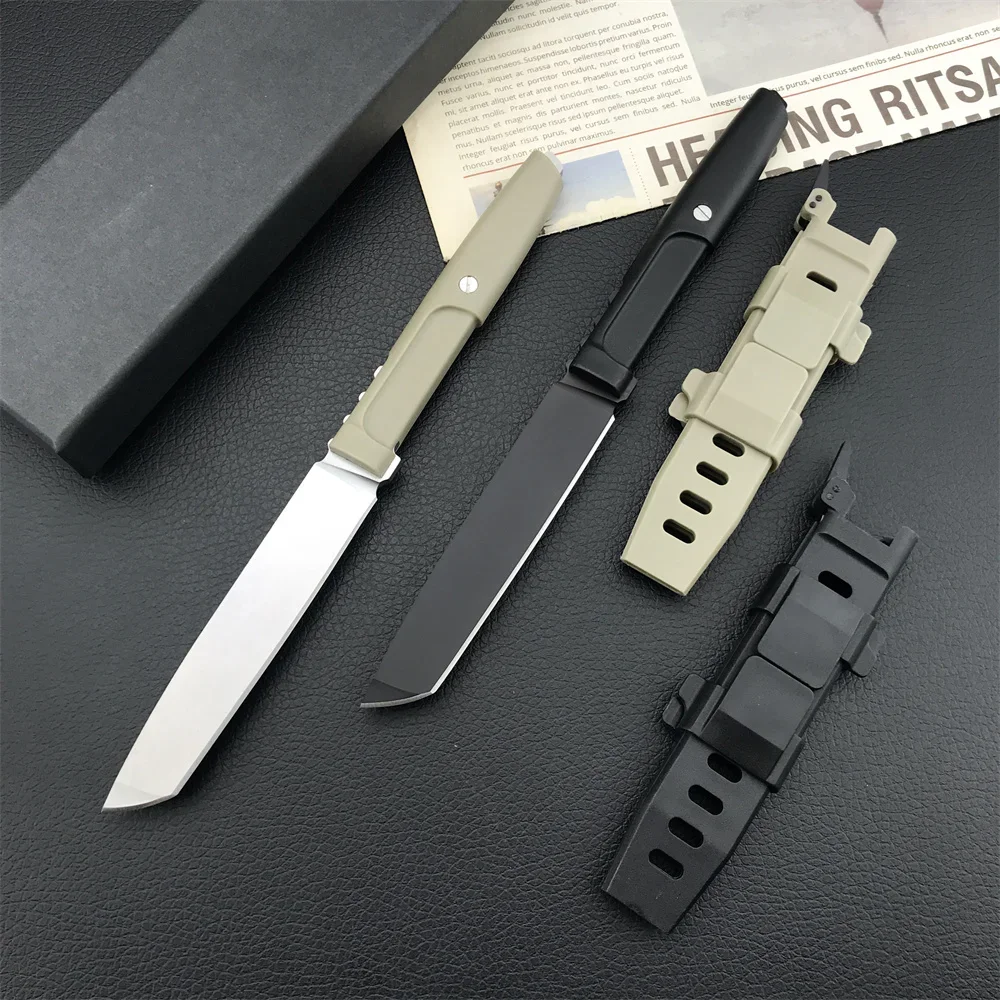 Outdoor Tactical Fixed Blade Knife Tanto Blade GFN Handle Easy to Carry Fishing Hunting Straight EDC Knives With Gift Sheath