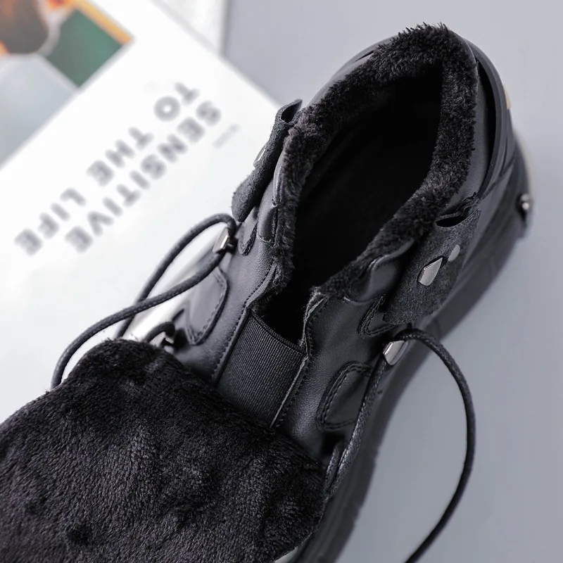 Winter Foreign Trade Large Size Velvet Women 2025 New Platform Women's Heavy Metal Punk Shoes