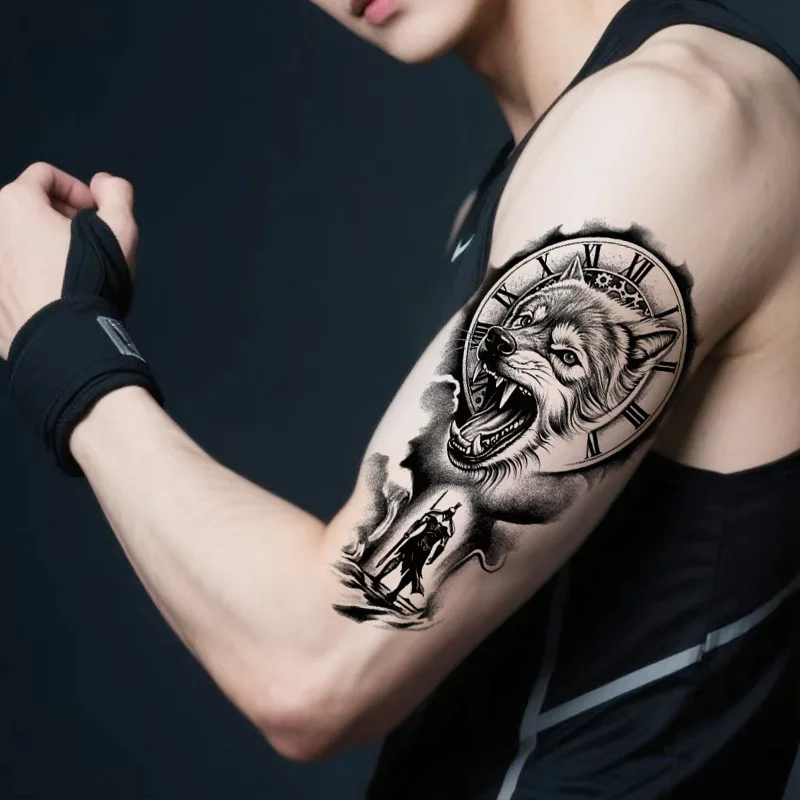 Wholesale 100Pcs Black & White Arm Tattoo Stickers Waterproof Tattoo Stickers, Realistic Dark Style Tattoo Stickers