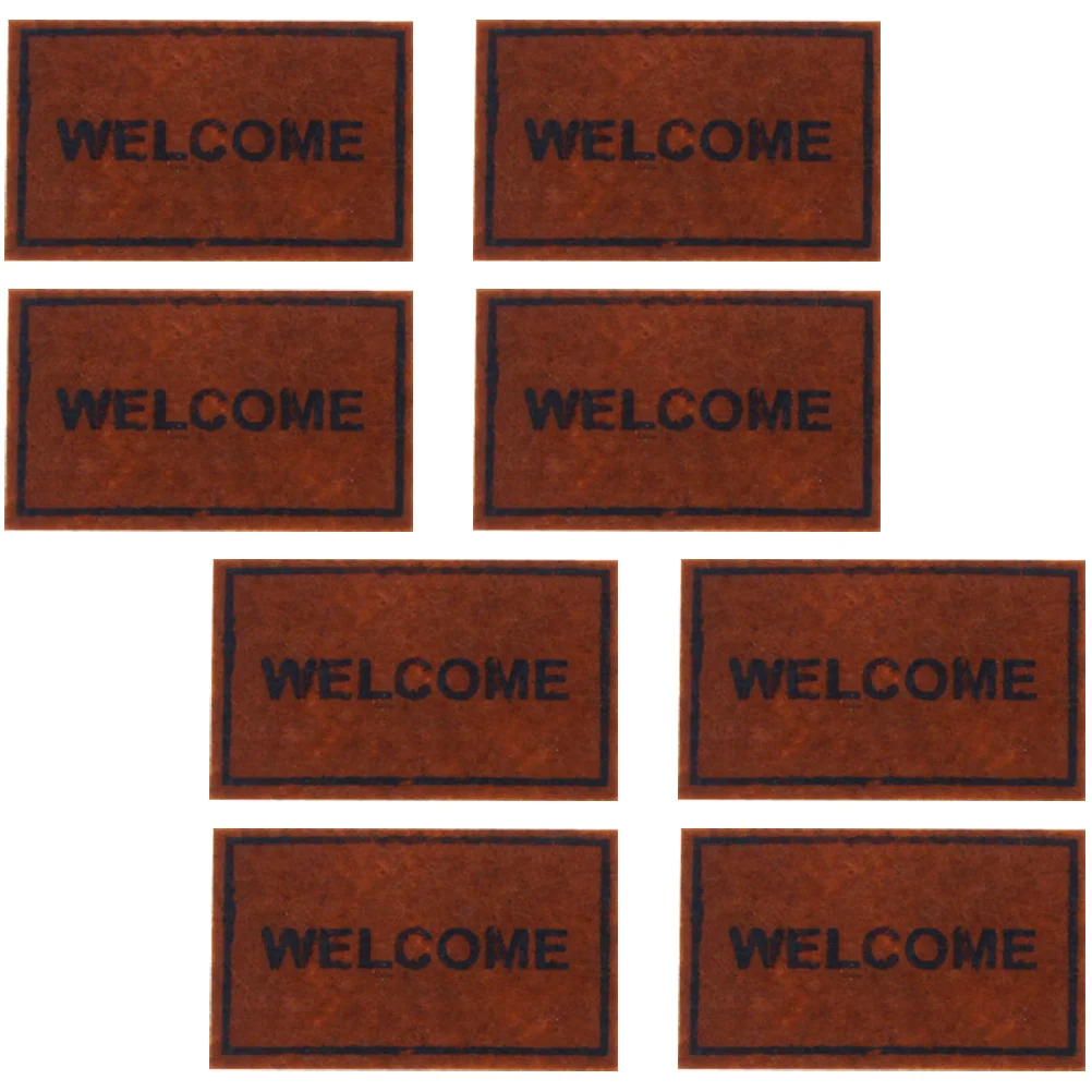 8 Pcs Door Mat Dollhouse Area Rugs Small Carpet Non-woven Fabric DIY Mini Ornament