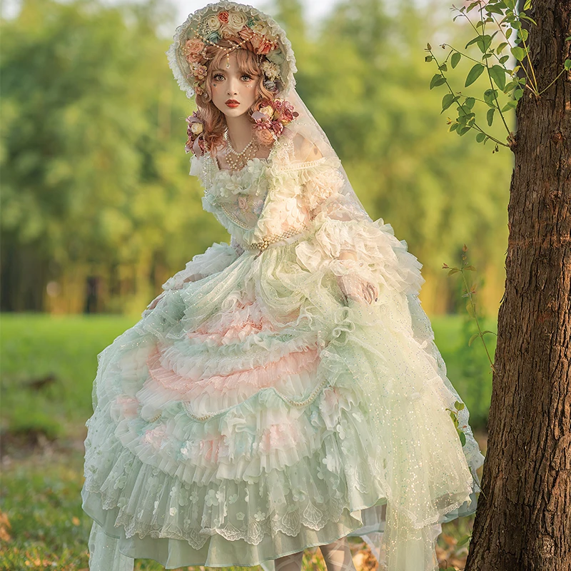 

Kawaii Lolita Dress Women Girls JSK Lolita Kawaii Cute Cats Tea Party Dresses Ruffles Cosplay Spring Summer OP Dress