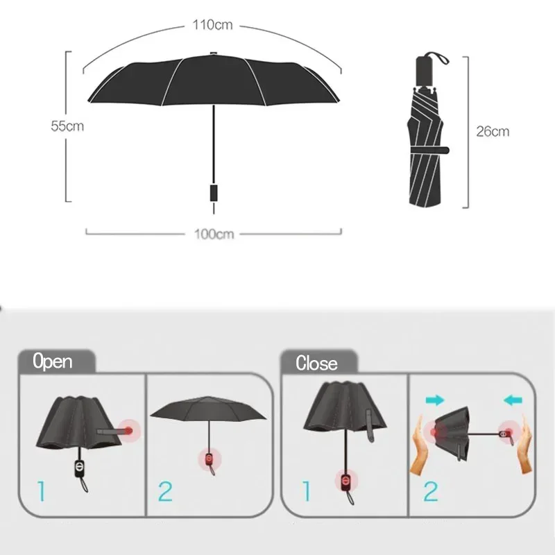 8 żeber przezroczysty automatyczny otwarty zamknij składany parasol wiśniowe kwiaty przenośny deszcz słoneczny Auto kompaktowy parasol