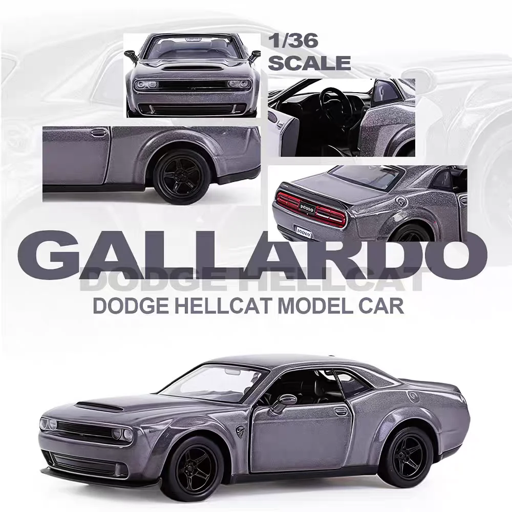 Dodge Challenger SRT Demon Supercar Simulation Diecasts & Toy Vehicles Pull Back & Doors Open RMZ city 1:36 Alloy Car Model