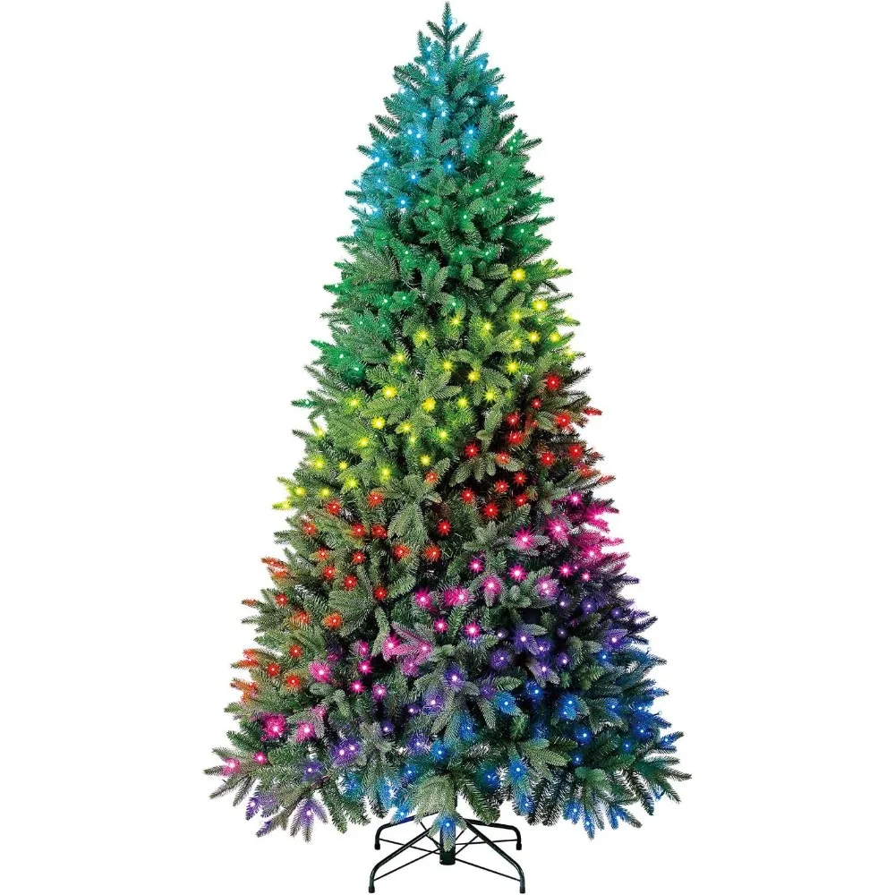 

7.5-foot Shiny Pre Installed Poplar Pine Artificial Christmas Tree, Application Controlled Multi-color RGB Lights