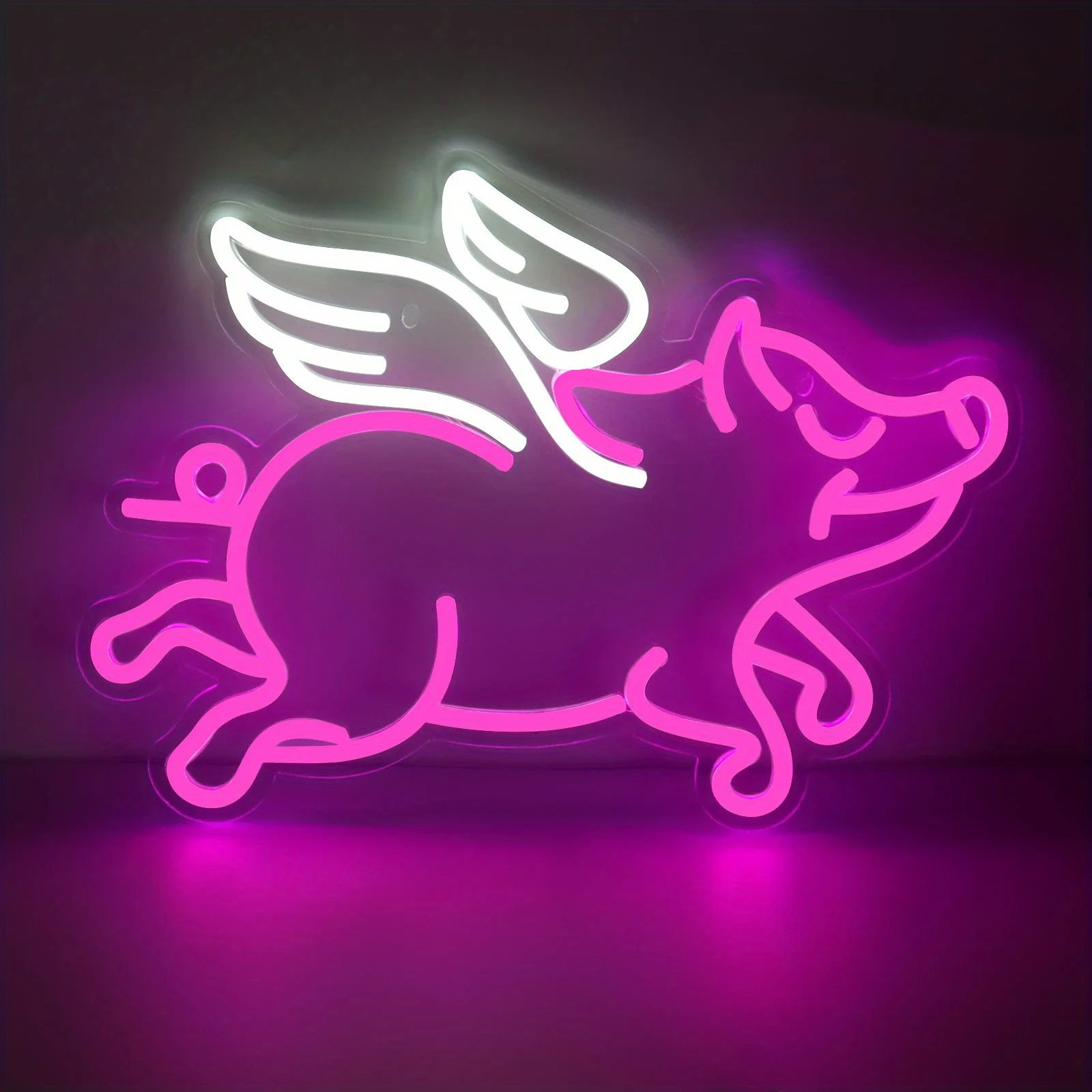 

Flying Pigs Cute Animals LED Neon Light Sign, For Home Bedroom Gaming Room Bar Club Pub Wall Art Decoration Hanging Light