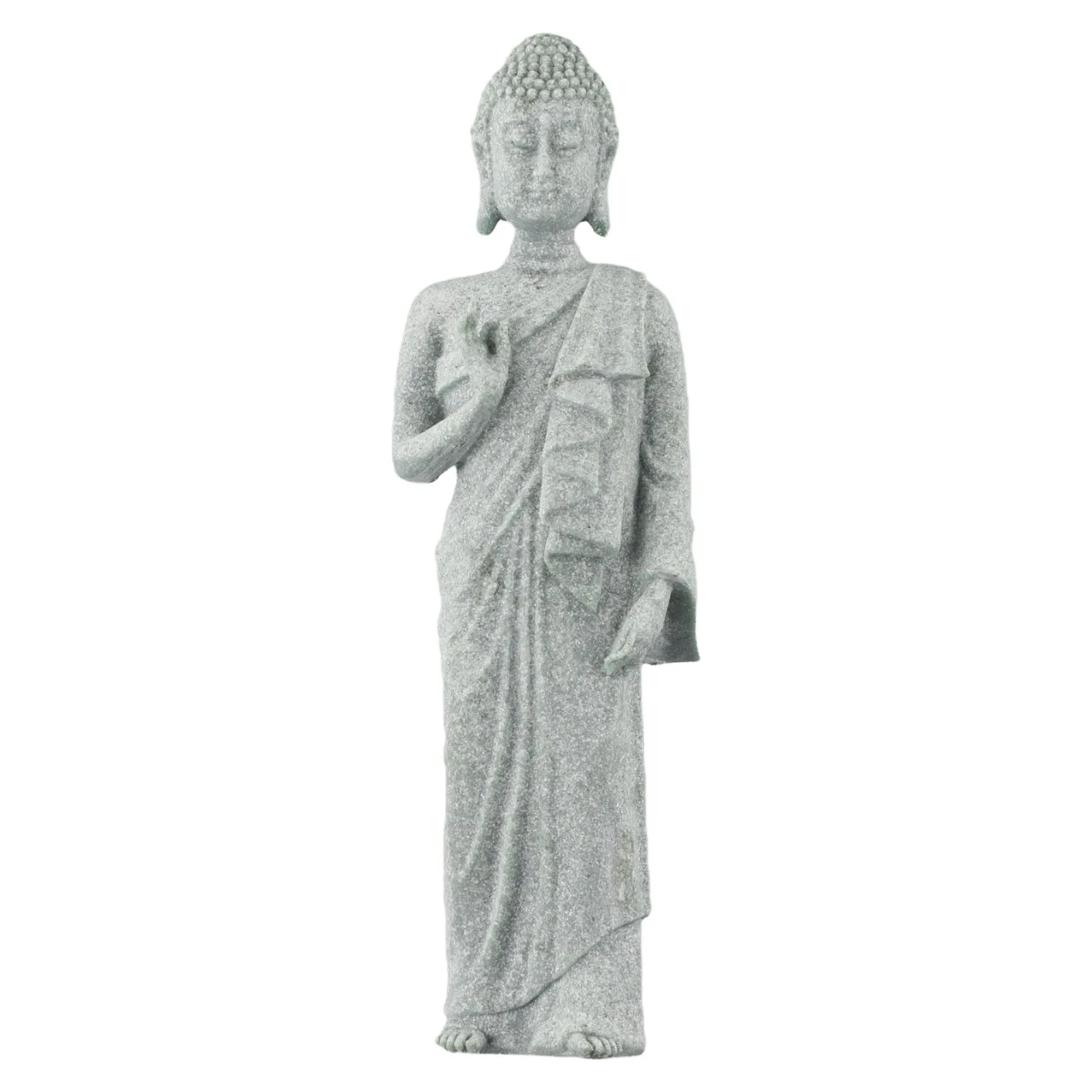 Ornaments Buddha Outdoor Sandstone Resin Standing Statue Stone Sturdy Wood Effect 3.5x5.5x18cm Garden Indoor Brand New Druable