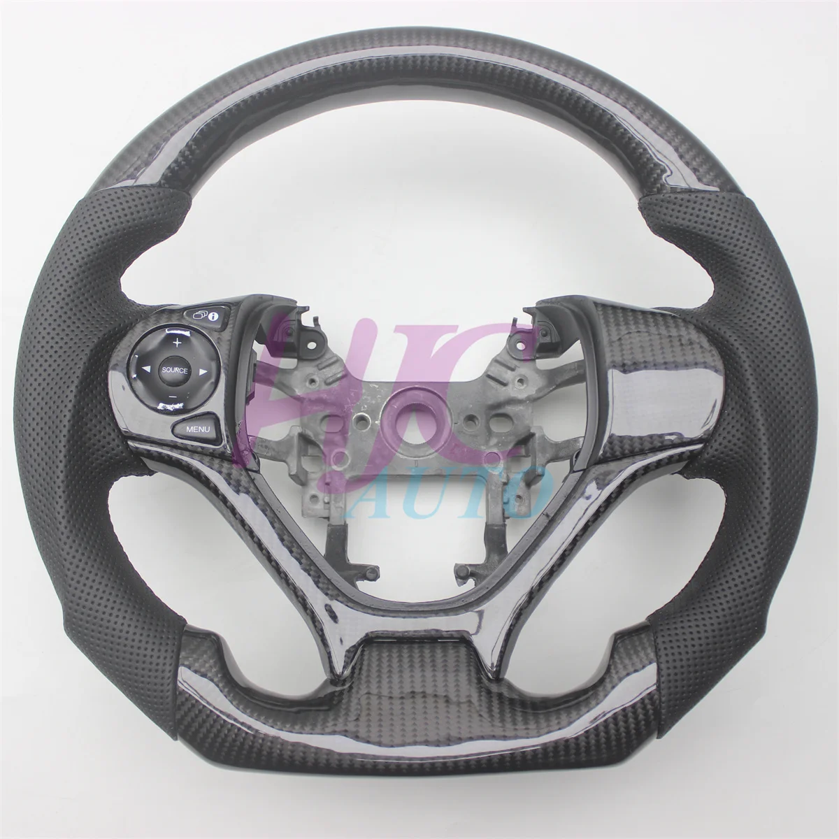 

Custom For Honda Civic 2012-2015 10TH GEN 9 Real Carbon Fiber Leather Steering Wheel