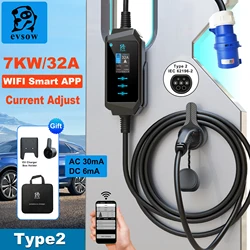 evsow 7KW32A EV Charger Type2 WIFI Electric Car Charger With APP Control Set Charging Time EVSE Charger Box For Electric Vehicle