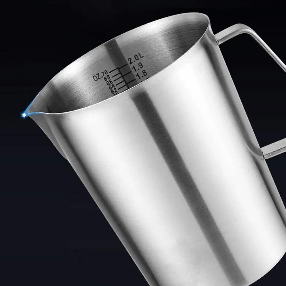 

500/1000/1500/2000ML Stainless Steel Cup with Scale with Handle Milk Frothing Jug Rust Proof Large Mouth Graduated Cup