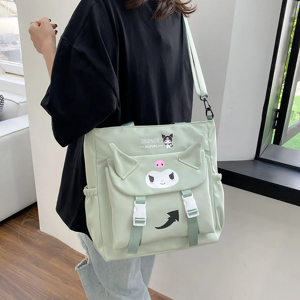 Kuromi Messenger Bag Sanrio Shoulder Bag Women\'s Simple Handbag Large Capacity Tote All-Match Backpacks College Students Satchel