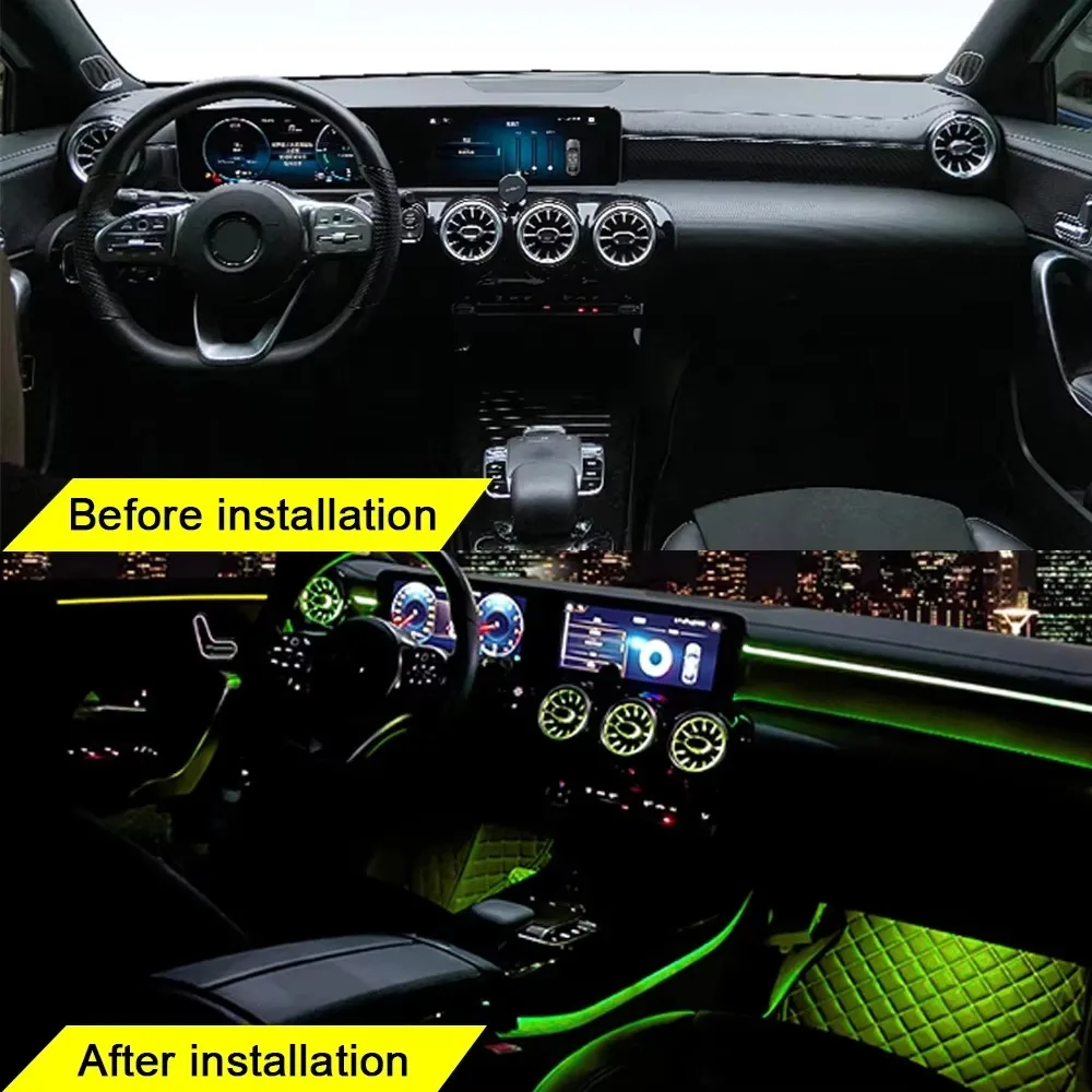 For Mercedes A CLA W177 C118 Auto Decor Lamp Accessories 64 Colors RGB Car Interior Ambient Light Fit 4D Rotating Tweeter