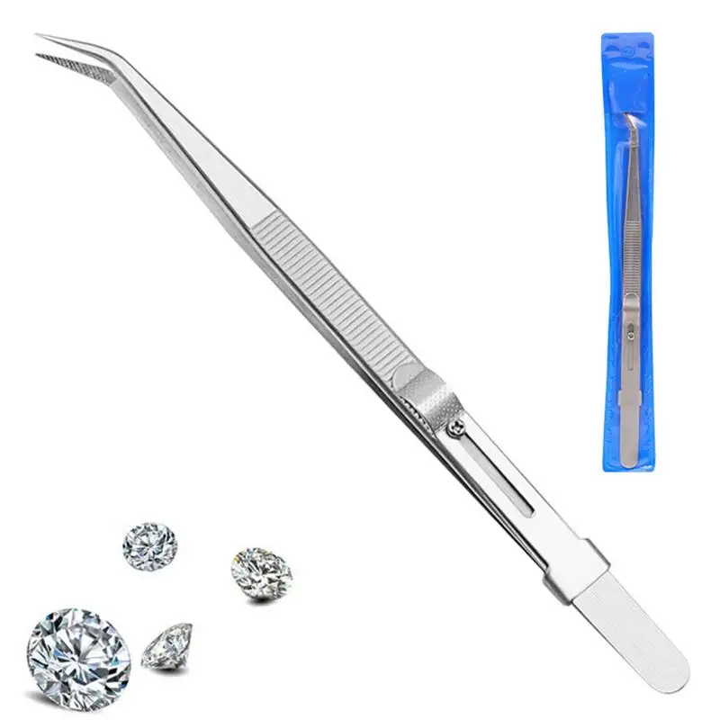 

Stainless Steel Precision Tweezers Adjustable Slide Lock Antistatic Jewelry Eyebrow Craft For Electronic Component Repair Tools