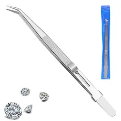 Stainless Steel Precision Tweezers Adjustable Slide Lock Antistatic Jewelry Eyebrow Craft For Electronic Component Repair Tools