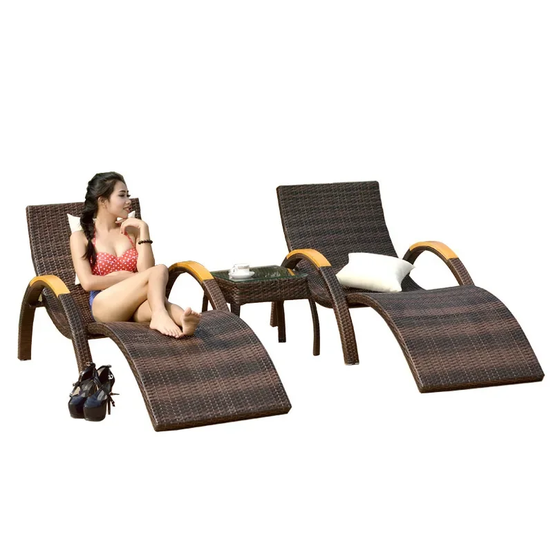 

Outdoor rattan deck bed, swimming pool lounger, leisure beach chair, outdoor patio villa, sun room, gym bench