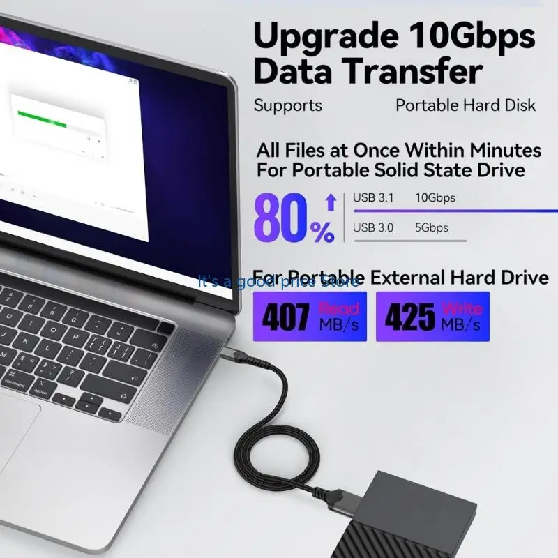  USB C to MicroB Data Cable, USB 3.1 10Gbps Textile Transfer for Cameras