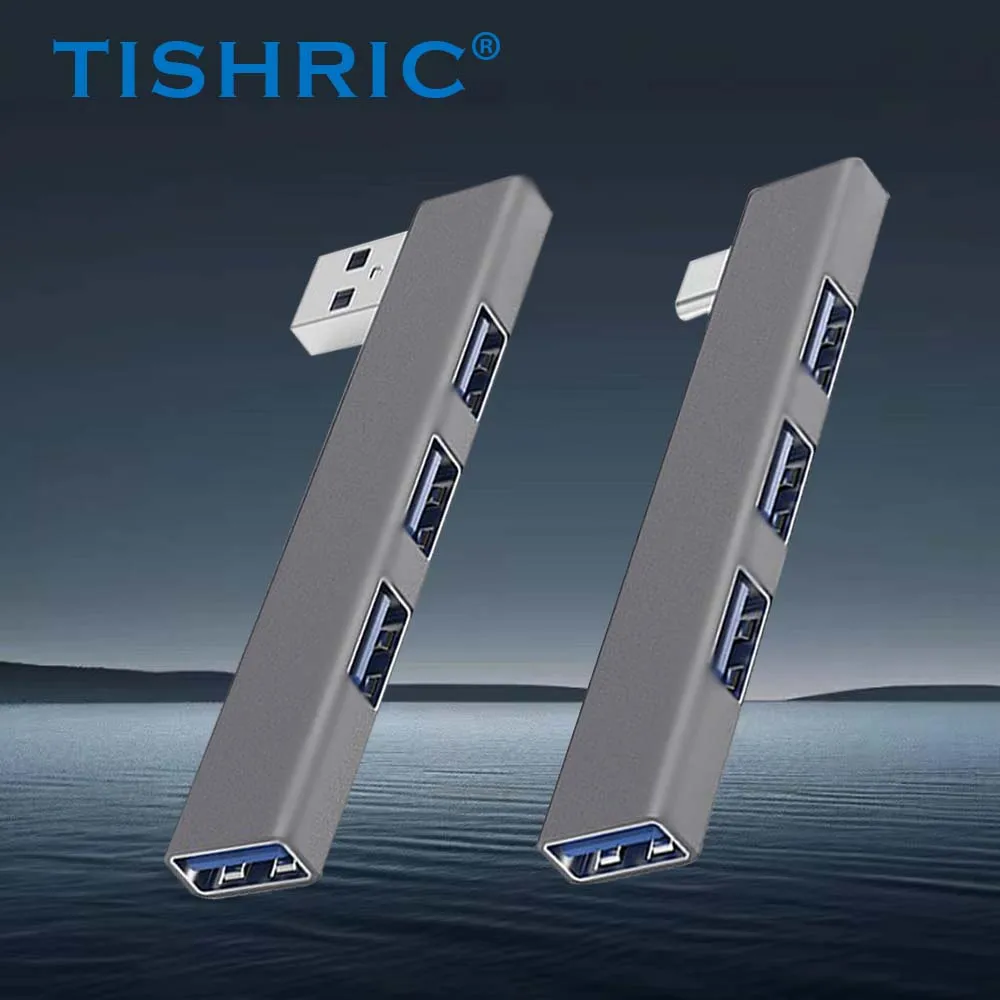 TISHRIC Side Plug-in USB Extender 4 w 1 Stacja dokująca USB 4 porty Koncentrator USB Interfejs USB/Type-C Stacja dokująca do laptopa PC