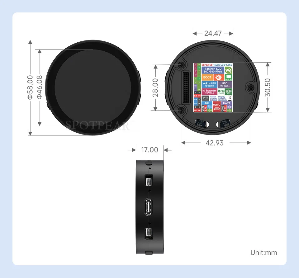 ESP32-S3 DeepSeek AI دردشة صوتية روبوت BOX مجلس التنمية 1.85 بوصة وحدة LCD مستديرة دعم WIFI BT AI الدردشة الصوتية ل XiaoZhi #6